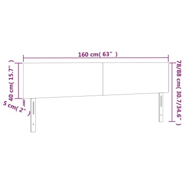 Tăblie de pat cu LED, gri deschis, 160x5x78/88 cm, catifea - Img 5