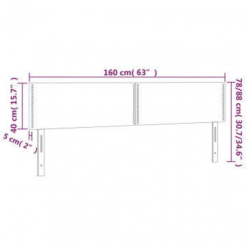 Tăblie de pat cu LED, gri deschis, 160x5x78/88 cm, textil - Img 5