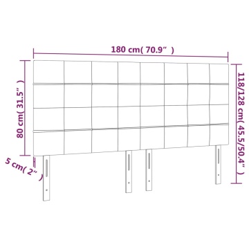 Tăblie de pat cu LED, gri deschis, 180x5x118/128 cm, textil - Img 5