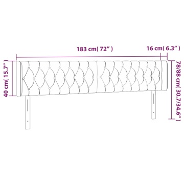 Tăblie de pat cu LED, gri deschis, 183x16x78/88 cm, textil - Img 5