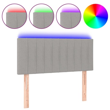 Tăblie de pat cu LED, gri deschis, 80x5x78/88 cm, textil - Img 2