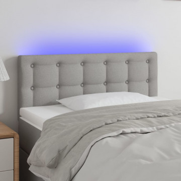 Tăblie de pat cu LED, gri deschis, 80x5x78/88 cm, textil - Img 1