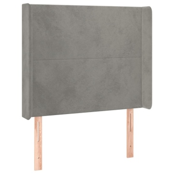 Tăblie de pat cu LED, gri deschis, 83x16x118/128 cm, catifea - Img 3