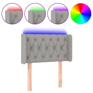 Tăblie de pat cu LED, gri deschis, 83x16x78/88 cm, textil - Img 2