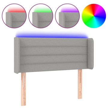 Tăblie de pat cu LED, gri deschis, 83x16x78/88 cm, textil - Img 2