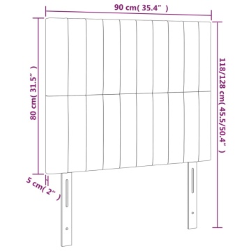 Tăblie de pat cu LED, gri deschis, 90x5x118/128 cm, textil - Img 5