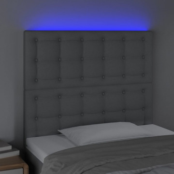 Tăblie de pat cu LED, gri deschis, 90x5x118/128 cm, textil - Img 3