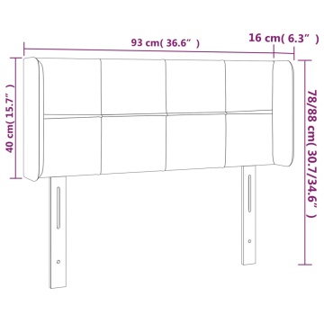 Tăblie de pat cu LED, gri deschis, 93x16x78/88 cm, textil - Img 5