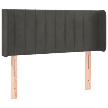 Tăblie de pat cu LED, gri închis, 103x16x78/88 cm, catifea - Img 3