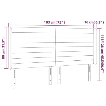 Tăblie de pat cu LED, gri închis, 183x16x118/128 cm, catifea - Img 6