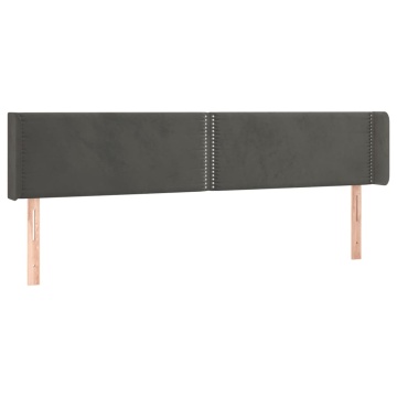 Tăblie de pat cu LED gri închis 183x16x78/88 cm catifea - Img 3
