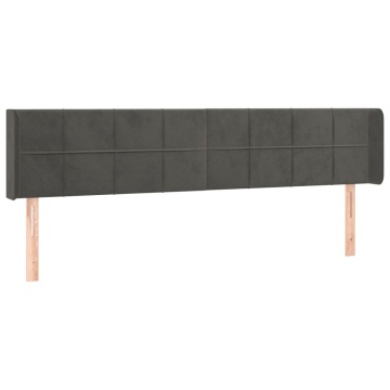 Tăblie de pat cu LED gri închis 183x16x78/88 cm catifea - Img 3
