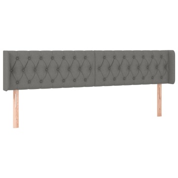 Tăblie de pat cu LED, gri închis, 183x16x78/88 cm, textil - Img 3