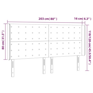 Tăblie de pat cu LED, gri închis, 203x16x118/128 cm, textil - Img 5