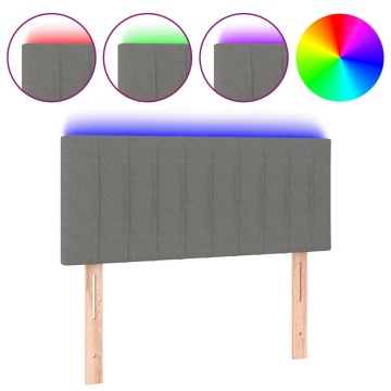 Tăblie de pat cu LED, gri închis, 80x5x78/88 cm, textil - Img 2