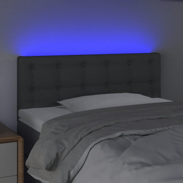 Tăblie de pat cu LED, gri închis, 80x5x78/88 cm, textil - Img 3