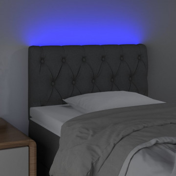 Tăblie de pat cu LED, gri închis, 80x7x78/88 cm, textil - Img 3