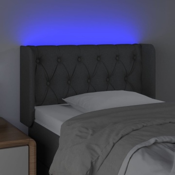 Tăblie de pat cu LED, gri închis, 83x16x78/88 cm, textil - Img 4