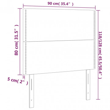 Tăblie de pat cu LED, gri închis, 90x5x118/128 cm, textil - Img 5