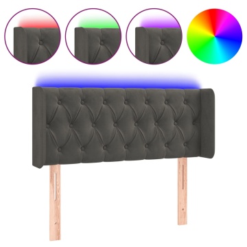 Tăblie de pat cu LED, gri închis, 93x16x78/88 cm, catifea - Img 2