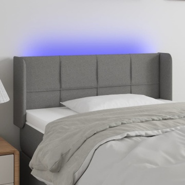 Tăblie de pat cu LED, gri închis, 93x16x78/88 cm, textil - Img 1
