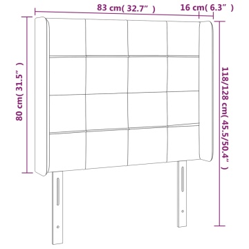 Tăblie de pat cu LED, gri taupe, 83x16x118/128 cm, textil - Img 5