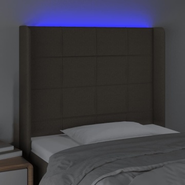 Tăblie de pat cu LED, gri taupe, 93x16x118/128 cm, textil - Img 4