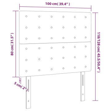 Tăblie de pat cu LED, negru, 100x5x118/128 cm, catifea - Img 5