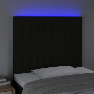 Tăblie de pat cu LED, negru, 100x5x118/128 cm, textil - Img 3