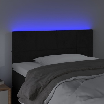 Tăblie de pat cu LED, negru, 100x5x78/88 cm, catifea - Img 3