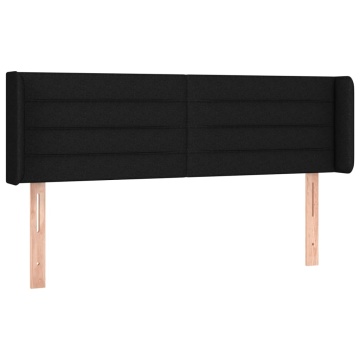 Tăblie de pat cu LED, negru, 147x16x78/88 cm, textil - Img 3