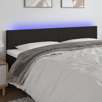 Tăblie de pat cu LED, negru, 180x5x78/88 cm, textil - Img 1