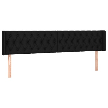 Tăblie de pat cu LED, negru, 183x16x78/88 cm, textil - Img 3