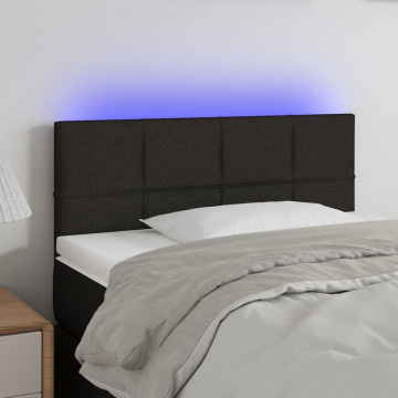 Tăblie de pat cu LED, negru, 80x5x78/88 cm, textil - Img 1