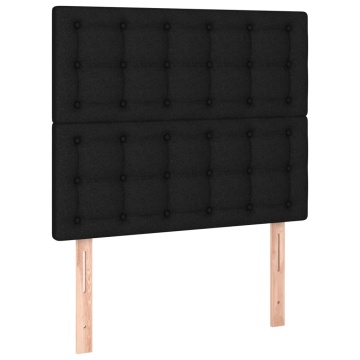 Tăblie de pat cu LED, negru, 90x5x118/128 cm, textil - Img 4