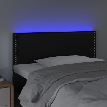 Tăblie de pat cu LED, negru, 90x5x78/88 cm, piele ecologică - Img 3
