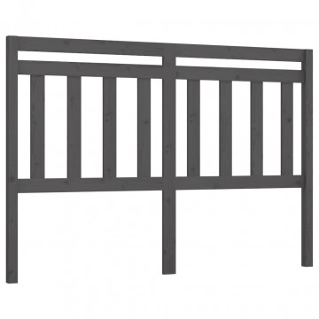 Tăblie de pat, gri, 146x4x100 cm, lemn masiv de pin - Img 2