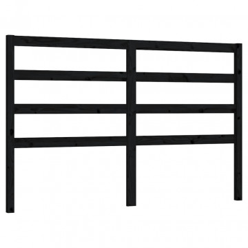Tăblie de pat, negru, 126x4x100 cm, lemn masiv de pin - Img 2