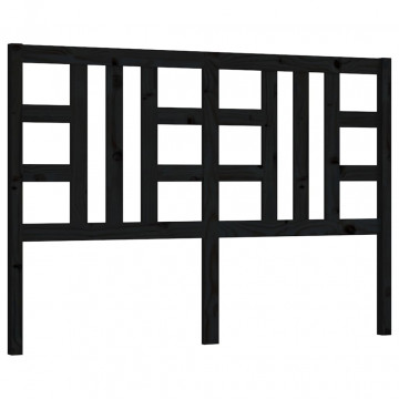 Tăblie de pat, negru, 146x4x100 cm, lemn masiv de pin - Img 2