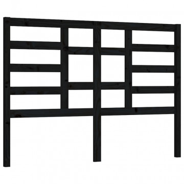 Tăblie de pat, negru, 146x4x104 cm, lemn masiv de pin - Img 2
