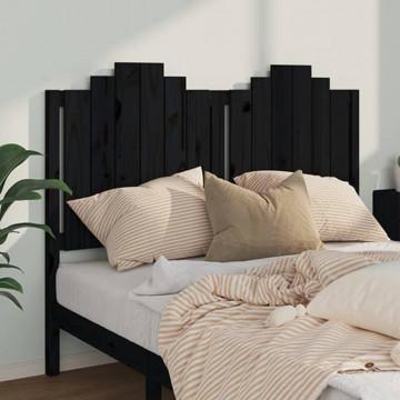 Tăblie de pat, negru, 146x4x110 cm, lemn masiv de pin - Img 3
