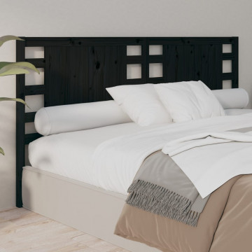 Tăblie de pat, negru, 166x4x100 cm, lemn masiv de pin - Img 4
