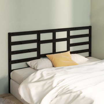 Tăblie de pat, negru, 206x4x104 cm, lemn masiv de pin - Img 3