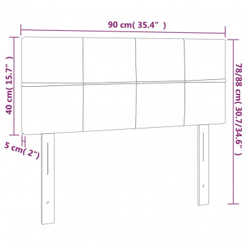 Tăblie de pat, negru, 90x5x78/88 cm, textil - Img 7