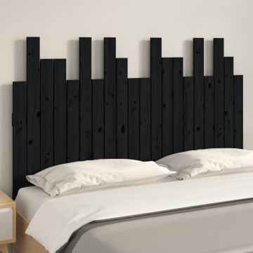Tăblie de pat pentru perete, negru 127,5x3x80 cm lemn masiv pin - Img 3