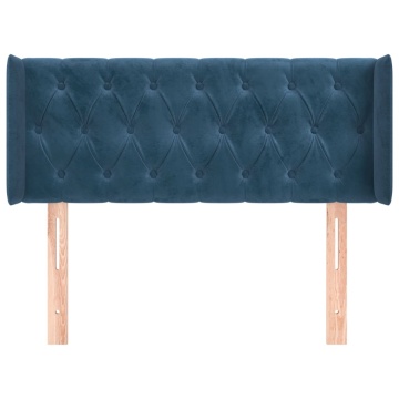 Tăblie pat cu aripioare albastru închis 93x16x78/88 cm catifea - Img 3