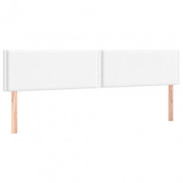 Tăblii de pat, 2 buc, alb, 100x5x78/88 cm, piele ecologică - Img 2