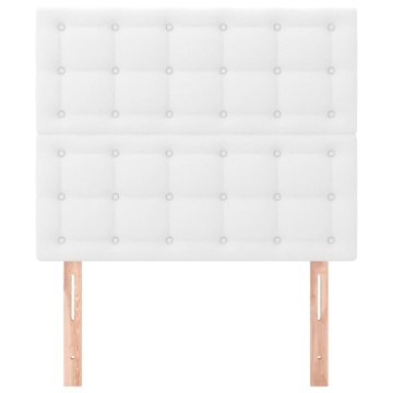 Tăblii de pat, 2 buc, alb, 90x5x78/88 cm, piele ecologică - Img 3