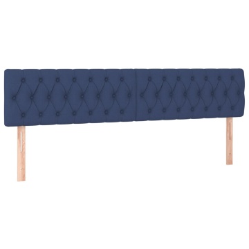 Tăblii de pat, 2 buc, albastru, 100x7x78/88 cm, textil - Img 2
