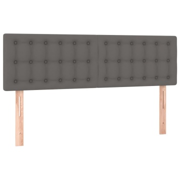 Tăblii de pat, 2 buc., gri, 72x5x78/88 cm, piele ecologică - Img 2